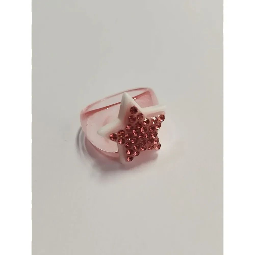 Sparklemuse Acrylic Star Rhinestone Ring Size 8